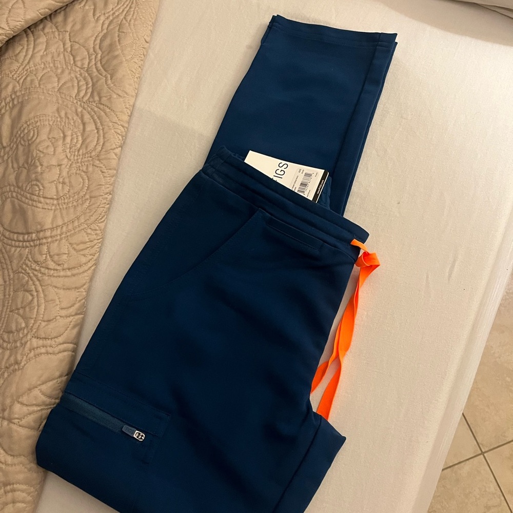 Figs Men's Navy Jogger Pants with Orange Drawcord